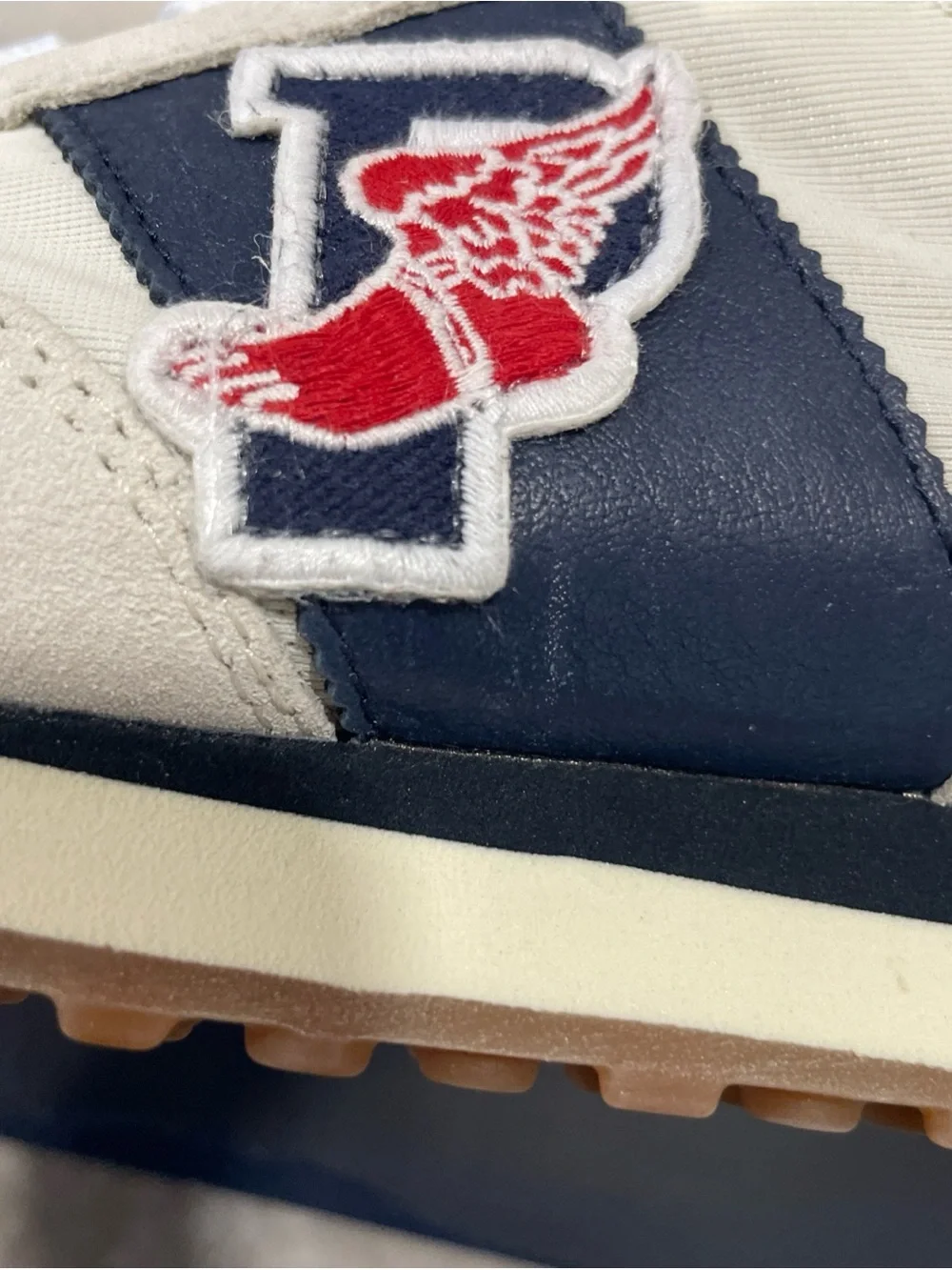 Polo by Ralph Lauren Men’s Cream, Navy & Red Athletic Sneakers